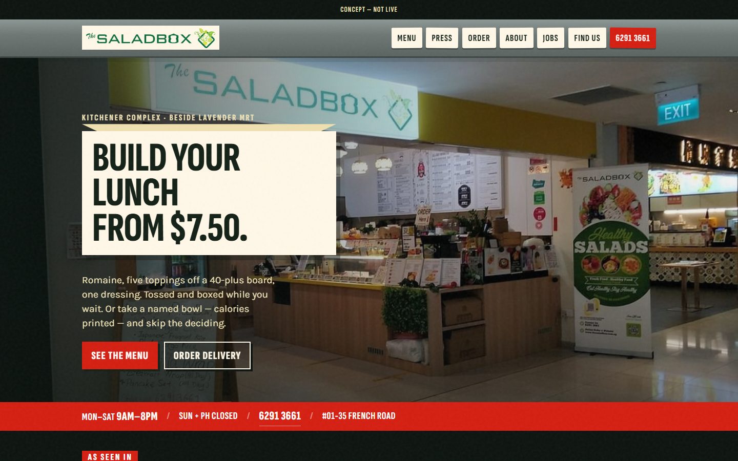 The Salad Box sample homepage